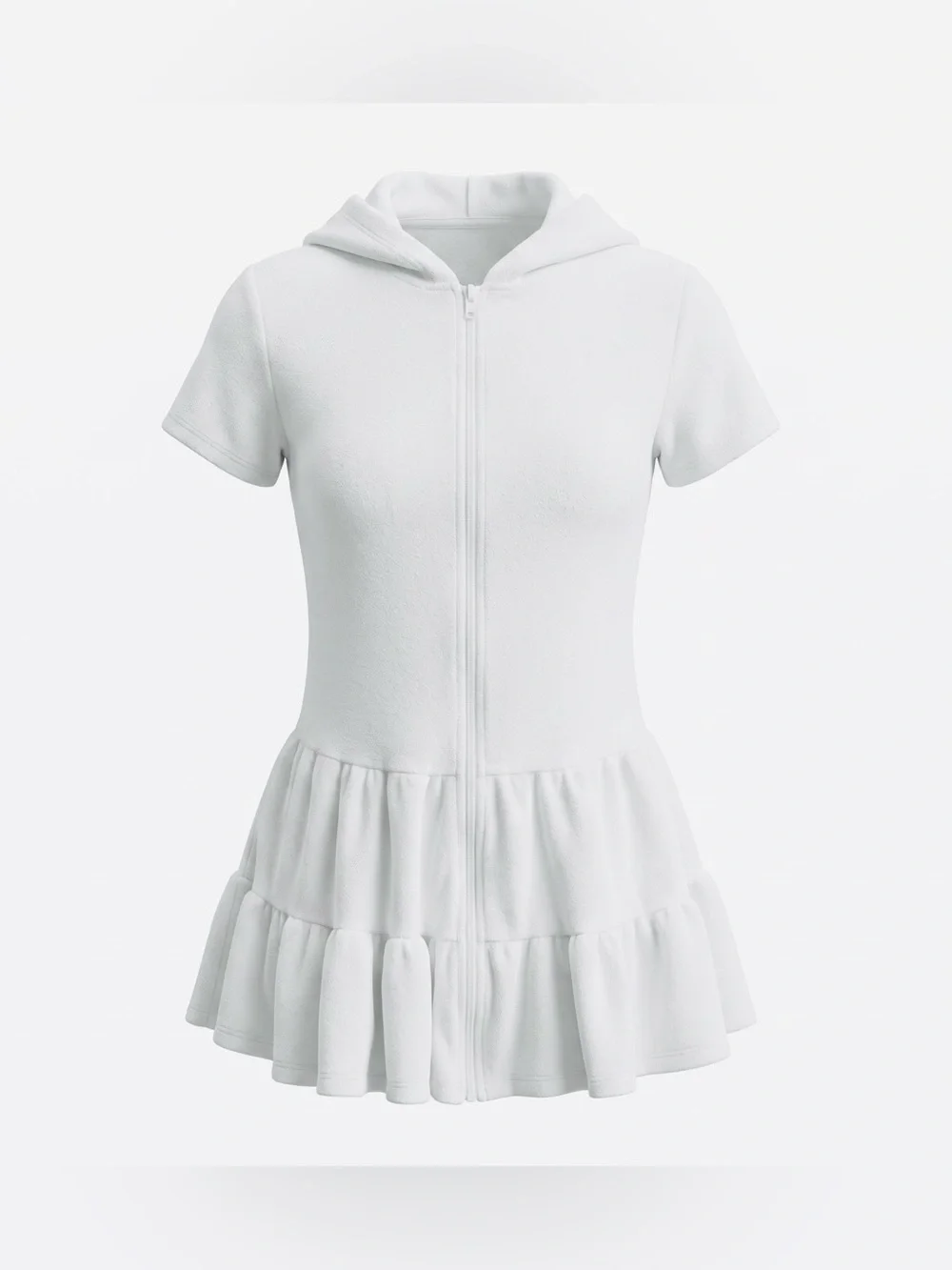 Cat & Jack Girl’s White Hooded Zip Front Swim Coverup - Youth Large, New